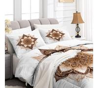 Genérico Edredón Nórdico Ligero Bohemio Mandala Flores 200 x 220 cm para Cama Todo el Año, Edredón Hipoalergénico Arte Abstracto para Niños - Colcha Caliente para Niñas - Lavable a Máquina