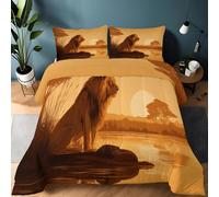 Genérico Edredón Nórdico Ligero Estilo Vintage 135 x 200 cm para Cama Todo el Año, Edredón Hipoalergénico África Sabana Animales León para Niños - Colcha Caliente para Niñas - Lavable a Máquina
