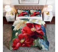 Genérico Edredón Nórdico Reversible Cama 150 - Juego de Cama 4 Estaciones Estampados Verde, Edredón sin Funda Óleo Hojas Pastoral Floral Suave y Confortable de Microfibra 220 x 240 cm