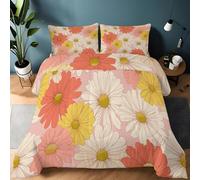 Genérico Edredón Nórdico Rosa Reversible 4 Estaciones, Edredón Cama 150 sin Funda Minimalista Suave Floral Margarita Suave Matrimonial de Microfibra - Juego de Cama Estampado Niños Niñas 220 x 240 cm