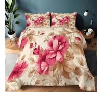 Genérico Edredón Reversible Cama 150 sin Funda Beige, Edredón Nórdico 4 Estaciones Suave y Acogedor Elegante Flores Retro Hojas - Juego de Cama Acolchado Ligero Lavable 220 x 240 cm