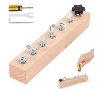 Genérico Educational Screw-Tightening Busy Board, Activity Board with Wooden Screwdriver Set, Interactive Learning Tool for Hand-Eye Coordination & Focus Development (7-Hole)