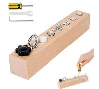Genérico Educational Screw-Tightening Busy Board, Activity Board with Wooden Screwdriver Set, Interactive Learning Tool for Hand-Eye Coordination & Focus Development (8-Hole)