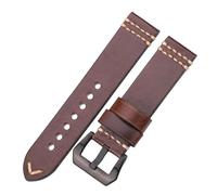 Genérico EDVENA Correa De Reloj De 18 Mm, 20 Mm, 22 Mm Y 24 Mm De Piel De Vaca For Mujer Y Hombre, Accesorios For Pulseras De Cuero Genuino.(Brown Black Buckle,24mm)