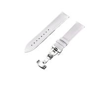 Genérico EDVENA Correa de reloj de cuero suave con hebilla automática de acero inoxidable, correas de 18 mm, 20 mm, 22 mm y 24 mm, verde, azul y rojo.(White-silver,20mm)