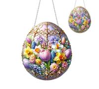 Generico Egg Acrylic 5D Rhinestone Art Painting, Rhinestone Hangable Ornament, 7.8x6.61 Inches, Special Shaped, Versatile Front Door Display, Decorative Wall Art, for Home, Garden