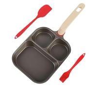 Generico Egg Pans Nonstick - 3-Cup Pancake Pan With Scraper And Oil Brush | Ergonomic Handle Egg Skillets For Morning Meal Preparation Chef Kitchen Cooking Sandwich Omelette Pancake Making And Others