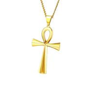 Genérico Egyptian Jewelry Men Women Gold Plated Vintage The Key of The Nile Ankh Cross Religious Pendant Necklace (Model 1)