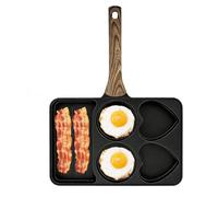 Genérico Eierpfanne 35 5X27 5Cm - Vierfach Antihaft, Metall Kochgeschirr | Bratpfanne Frühstück Omelett Hamburger Fleisch Fisch Küche Camping Grillen Wohnung Abnehmbarer Holzgriff Multifunktional