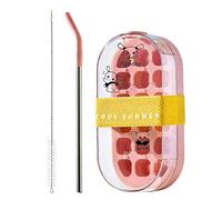 Genérico Eiswürfelbereiter Flasche | Wasserflasche | Eiswürfelschale - PP 22x11cm 350g Strohhalm Wiederverwendbar Tragbar | Eiswürfel Flasche Einfache Entnahme Bunt | Zuhause Büro Camping Wandern