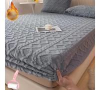 Genérico Elastic Bed Sheets,Elastic Bed Cover Full/Queen/King Size,All-Inclusive Non-Slip Soft Bed Sheets Quilted,Velvet Fitted Plush Shaggy Bed Mattress Suitable for Single,Double and King-Size Beds