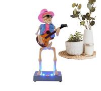 Generico Electric Dancing Skeleton Rock Band Glowing Halloween Skeleton Toy Animated Light Up Party Decoration ABS Cloth Battery Operated