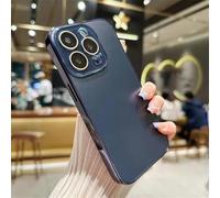 Genérico Electroplated Matte Acrylic Tempered Glass for iPhone Protective Case for iPhone 16 15 14 13 12 11 Pro MAX, 2024 New Ultra-Thin Frosted Original Color Acrylic Phone Cover (15Pro,Dark Blue)