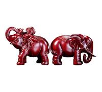 Genérico Elefante De Madera, Figura Animal Tallada A Mano, 1 Par Escultura Artesanal Rústica Artística para Sala de Estar Dormitorio Mostrador Estante Escritorio Mesa Estantería