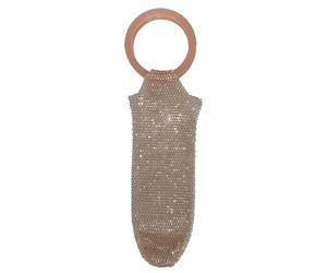 Genérico Elegant Bottle Pouch - Rhinestone Mesh Wine Bag with Carry Handle | Decorative Wine Carrier for Champagne Parties Weddings Picnics Dinners Travel and Festive Occasions