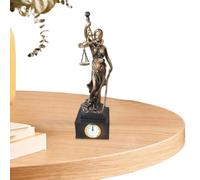 Genérico Elegant Justice Statue, Resin Court Figurine Decor, Legal Sculpture with Clock Feature, Sturdy Resin Lady Ornament, Classic Scale Design with Vintage Style, Law Display for Home and Offices