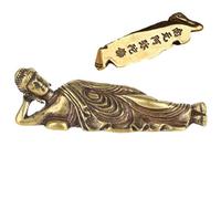 Genérico Elegant Reclining Buddha Statue - Small Decorative Bronze-Tone Sculpture For Meditation Room, Desktop Or Altar | Traditional Retro Zen Home Accessory Gift