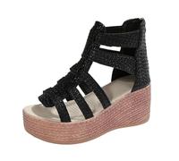 Generico Elegant Strappy Sandals For With Stylish Upper And Platform Heel Comfort Everyday Alpargatas Chappals For Summer, Negro , 39 EU