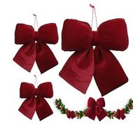 Genérico Elegant Velvet Bows - Red Christmas Ornaments for Holiday Wedding