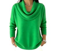 Genérico Elegant Vintage Soft Triangle Neck Sweater Top Women’s Long Sleeve Knit Pullover Comfy Hip Length Shawl Collar Winter Wear