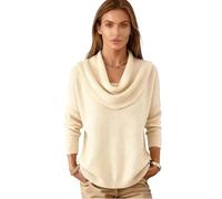 Genérico Elegant Vintage Soft Triangle Neck Sweater Top Women’s Long Sleeve Knit Pullover Comfy Hip Length Shawl Collar Winter Wear