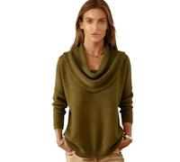 Genérico Elegant Vintage Soft Triangle Neck Sweater Top Women’s Long Sleeve Knit Pullover Comfy Hip Length Shawl Collar Winter Wear