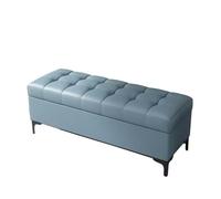 Genérico Elegante Banco otomano de Cuero sintético con Almacenamiento capitoné para Dormitorio, Sala de Estar y Entrada. Azul, 120 cm. Solución versátil para Sentarse y Guardar Cosas.