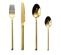 Genérico Elegante Juego de Cubiertos de Acero Inoxidable de 16 Piezas, Pulido Espejo con Mangos Dorados Mate, para 4 Personas - Vajilla Premium