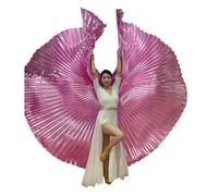 Generico Elegante traje de danza oriental semitransparente - Ropa de espectáculo para adultos con lentejuelas, rosa, Adults do not split