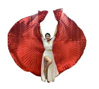 Generico Elegante traje de danza oriental semitransparente - Ropa de espectáculo para adultos con lentejuelas, rojo, Adults do not split