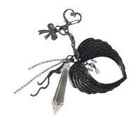 Genérico Elegantes llaveros con alas negras con dije de y lazo, llavero con temática gótica de aleación, para uso diario o regalos, joyería única con llavero