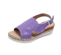 Generico Elegantes sandalias de verano con plataforma gruesa, puntera abierta y borde, sandalias romanas, perfectas para el uso diario., violeta, 38 EU