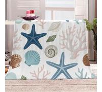 Genérico Elementos Marinos,Conchas Y Estrellas De Mar-X Manta de Franela 3D Suave - Cubre Sofá/Cama 150x200 cm,Paisajes Naturales Estampado 3D Ultrarealista,Polar Caliente,Lavable,Hogar/Dormitorio