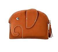 Genérico Elephant Wallet,Monedero de Piel para Mujer Llavero Monedero Elefante de Piel Sintética Mujeres Cartera Portátil Monedero para Mujeres, marrón Dorado