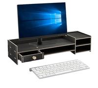 Generico Elevador de pantalla, estante de escritorio elevador de PC - Estante organizador de madera para ordenador portátil PC teclado papelería escuela oficina casa