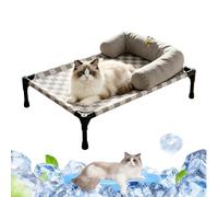 Genérico Elevated Dog Bed - Off Ground Cooling Sleep, Smmooth Breathable Cot with Removable Pillow, 66x45x17cm Mesh + 1300g Mass, Coated Iron Pipe Frame Structure - For Summer Camping & Patio