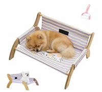 Genérico Elevated Wooden Cat Hammock Bed, Large Detachable Breathable Cat Lounger Sleeping Supplies, Modern Stylish Raised Pet Beds Chair Suitable for Cats Puppy Bunny and Small Animal