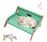 Genérico Elevated Wooden Cat Hammock Bed, Large Detachable Breathable Cat Lounger Sleeping Supplies, Modern Stylish Raised Pet Beds Chair Suitable for Cats Puppy Bunny and Small Animal
