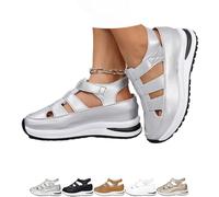 Genérico EllaStep Comfort Wedge Sandals, Orthopedic Sandals for women, All-Day Support, Casual Platform Sandals (Silver,36)