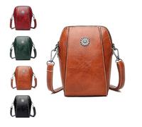 Genérico Elmyse Crossbody Bag Leather, Retro All-Match Vertical Cellphone Bag, Women Mini Leather Crossbody Bags (Orange)