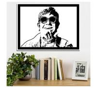 Generico ELTON JOHN Cuadro pintado a mano grandes cantautores ingleses - Diseño moderno 40 x 30 cm con marco (Modelo A)