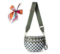 Genérico Elysir Crossbody Bag, Elysir Crossbody Bag for Women, Double Pockets With Large Capacity, Adjustable Shoulder Strap (pea green checkered)