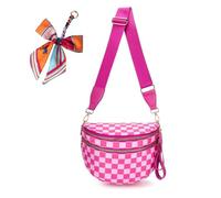 Genérico Elysir Crossbody Bag, Elysir Crossbody Bag for Women, Double Pockets With Large Capacity, Adjustable Shoulder Strap (rose red checkered)