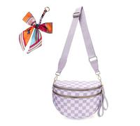 Genérico Elysir Crossbody Bag, Elysir Crossbody Bag for Women, Double Pockets With Large Capacity, Adjustable Shoulder Strap (light purple checkered)