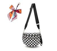 Genérico Elysir Crossbody Bag, Elysir Crossbody Bag for Women, Double Pockets With Large Capacity, Adjustable Shoulder Strap (Black and white checkered)