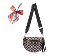 Genérico Elysir Crossbody Bag, Elysir Crossbody Bag for Women, Double Pockets With Large Capacity, Adjustable Shoulder Strap (khaki checkered)