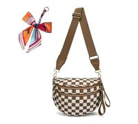 Genérico Elysir Crossbody Bag, Elysir Crossbody Bag for Women, Double Pockets With Large Capacity, Adjustable Shoulder Strap (caramel checkered)