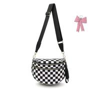 Genérico Elysir Crossbody Bag for Women, Double Pockets with Large Capacity, Checkered Bum Bag Crossbody, for Travel and Everyday (08)