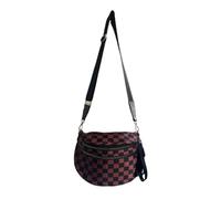 Genérico Elysir Crossbody Bag, Roomie Bum Bag, Adjustable Shoulder Strap, for Women, Double Pockets With Large Capacity (black and orange checkered)