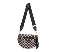 Genérico Elysir Crossbody Bag, Roomie Bum Bag, Adjustable Shoulder Strap, for Women, Double Pockets With Large Capacity (khaki checkered)
